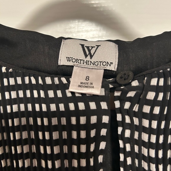 Worthington Black and White Dress with Teal Accents, Size 8 - Picture 3 of 11